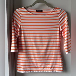 Saint James Breton Striped Top XS Resort Orange White